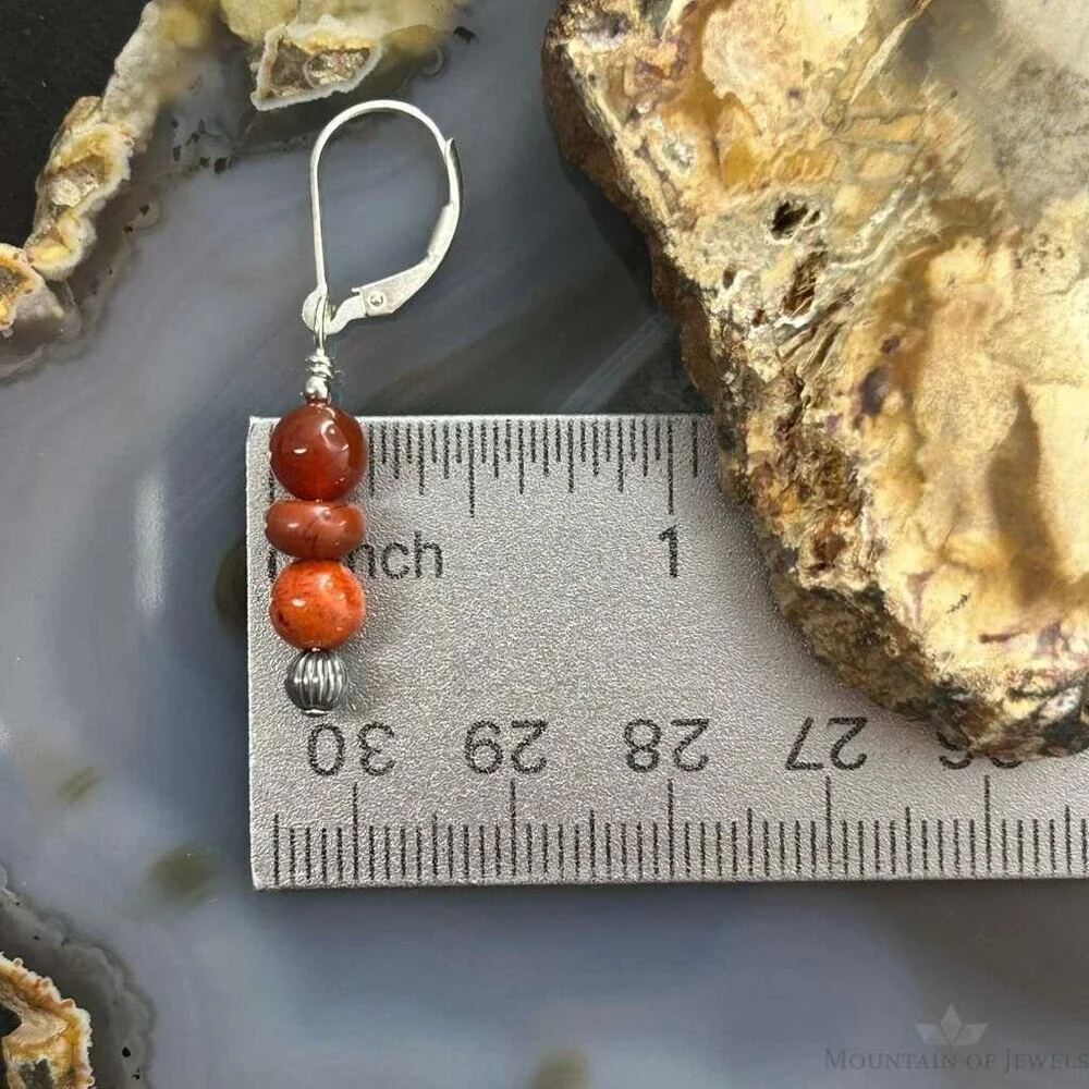 Carolyn Pollack Sterling Silver Carnelian & Red Jasper Dangle Earrings For Women